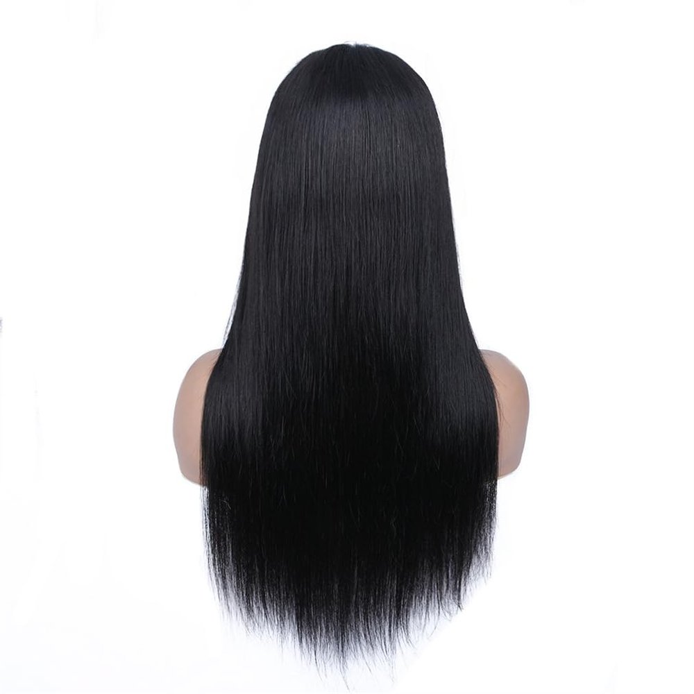 13 * 4cm Long Straight Hand Made Human Hair Lace Wigs for Woman Natural Black for Hair Loss (18inch(45cm))