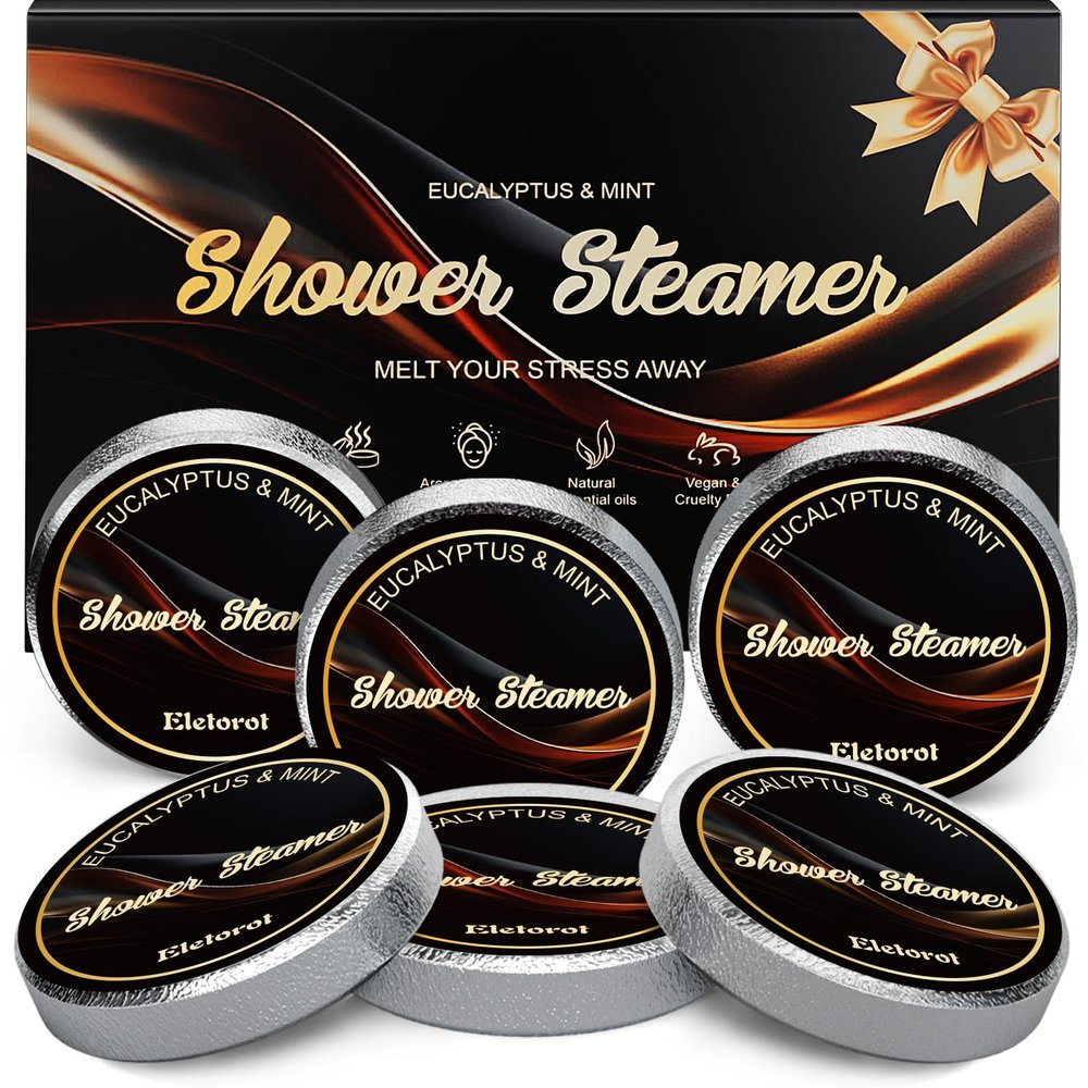 Valentines Day Gifts for Him: Eucalyptus Shower Steamers Aromatherapy, 6 Packs Eucalyptus Mint Shower Bombs with Natural Essential, Stress Relief Self Care Birthday Gifts for Men Boyfriend Husband
