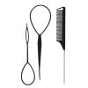 Osdhezcn Pack Of 3 French Braid Tool Loop Elastic Hair Bands Remover Cutter Rat Tail Comb Braiding Combs For Hair, Black view 1