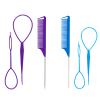 Osdhezcn Pack Of 3 French Braid Tool Loop Elastic Hair Bands Remover Cutter Rat Tail Comb Braiding Combs For Hair, Black view 3