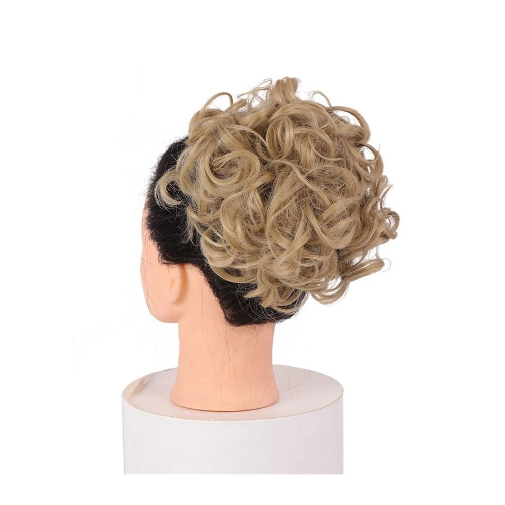 Bun Hair Piece Short Messy Curly Dish Hair Bun Extension Synthetic Updo Hairpieces Hair Combs Clip in Ponytail Scrunchie Chignon Tray Ponytail Hair Piece for Women with Clip for Women(T1B/Burgundy)