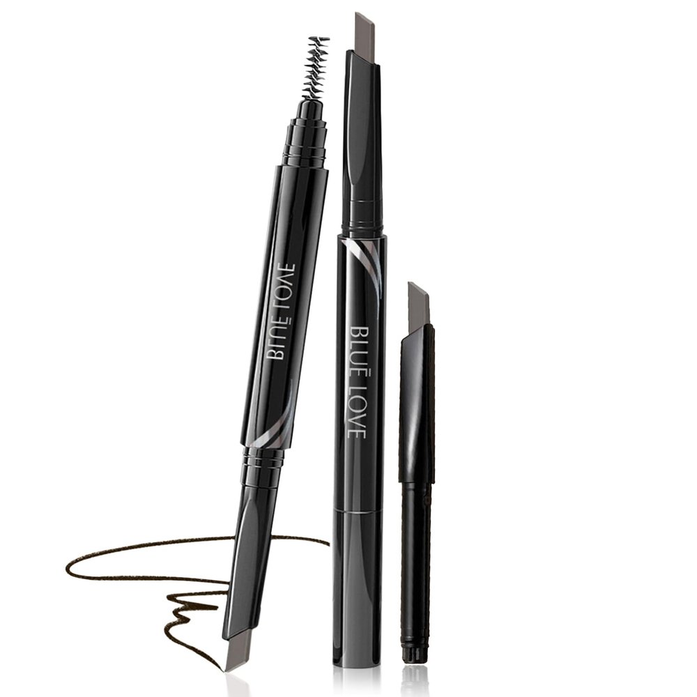 BLUE LOVE Eyebrow Pencil with Refillable Replacement Pack Long-Lasting, Smudge-Proof, Waterproof, and Natural Finish for All Skin Types (04 Gray)