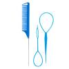 Osdhezcn Pack Of 3 French Braid Tool Loop Elastic Hair Bands Remover Cutter Rat Tail Comb Braiding Combs For Hair, Blue view 1