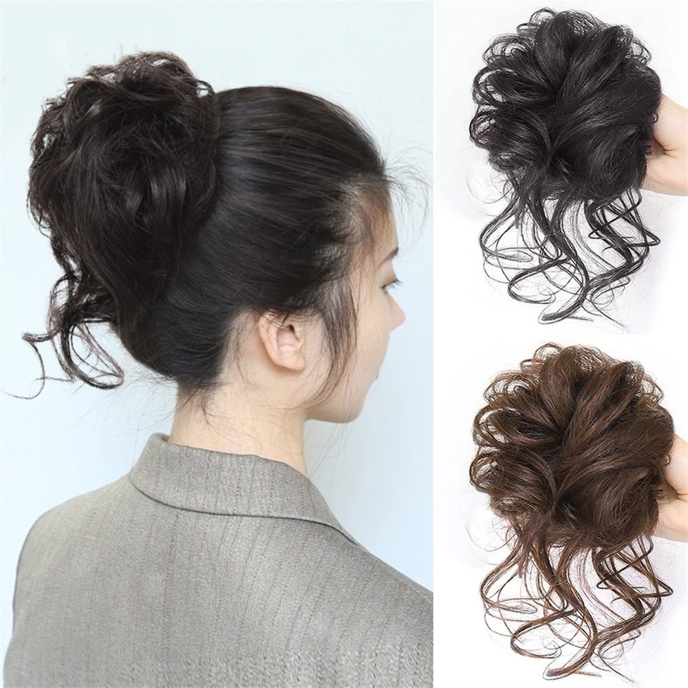YAMENGS Bun Hair Piece Messy Bun Hair Piece Tousled Updo Hair Buns Extension Elastic Hair Band Hair Pieces Super Long Curly Wavy Chignon Hair Bun Scrunchie For Women with Clip for Women(2)