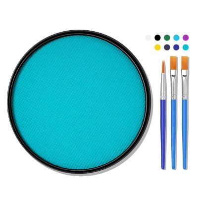 FREEORR Teal Face Body Paint Makeup 30G,Professional Stage Screen Halloween,Teal Face Body Paint Makeup for Halloween Costume Theater Dress-Up Peacock Corpse Bride Sally Sea Smurf Makeup-21