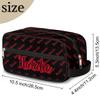 RIRIX Personalized Gift Travel Makeup Bag for Women Man, Custom Cosmetic Bag Make Up Bag Organizer Toiletry Bag Christmas Birthday Gift for Girls Boys Name Black Red view 2