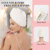 UTJZIB Hair Towel Wrap 2 Pack for Women,Super Absorbent Ant Cloth Fabric Hair Drying Turban Towel, Quick Dry Hair Towels with Buttons for Long Wet Curly Hair(Cream) view 2