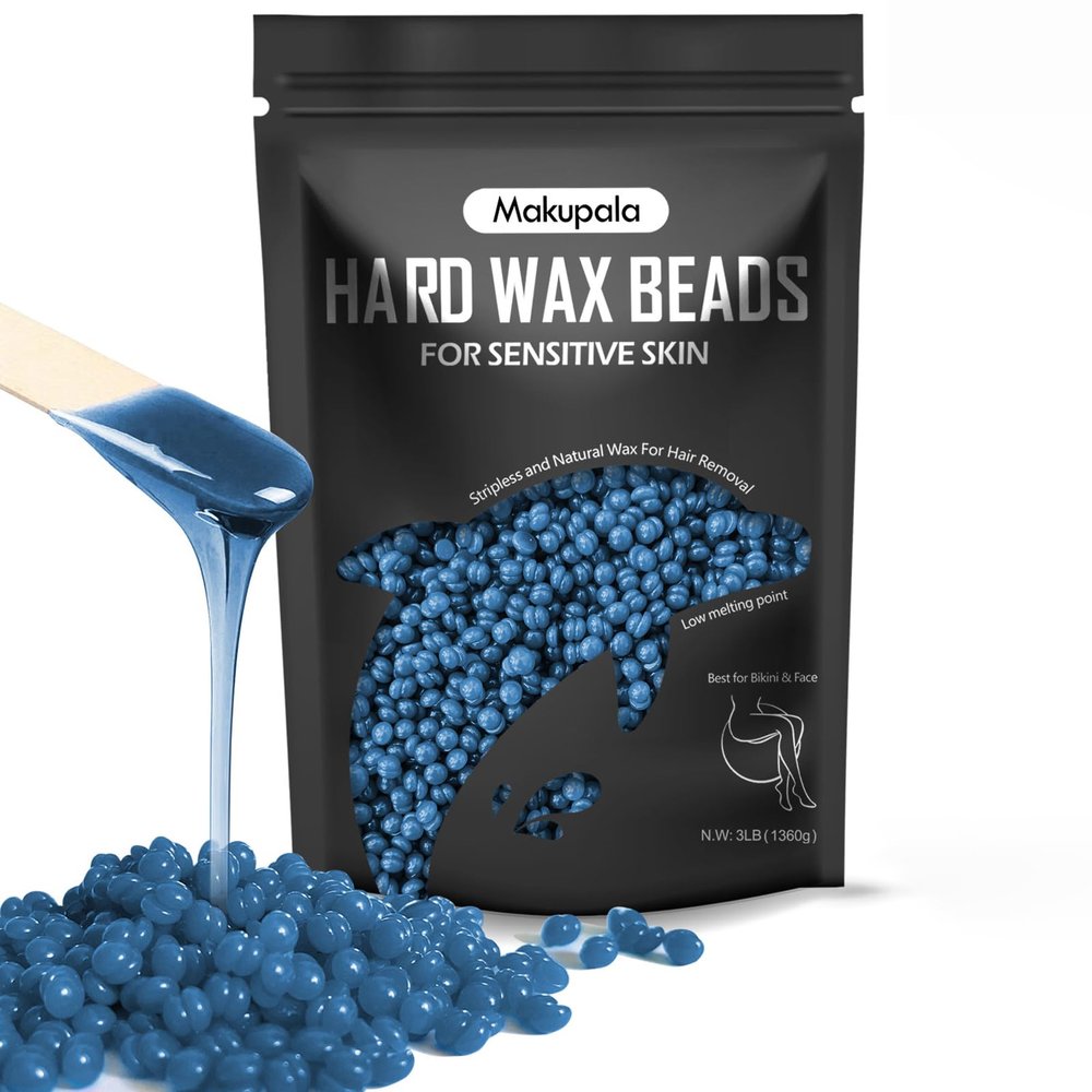 3lb Hard Wax Beads Bulk, Hypoallergenic Brazilian Waxing Bead, Unscented Sensitive Skin Stripless Wax Pellets, Coarse & Fine Hair Removal Wax Refill for Body, Face, Bikini Line, Underarm, Chest, Legs