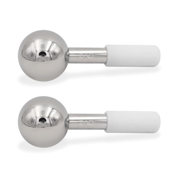 ZAQ Stainless Steel Ice Globes for Face and Eye (Silver), Durable Cryo Globes Use to Reduce Puffiness, Tighten Pores and Sinus Relief, Face Globes for Facial Massages and Daily Beauty Routines
