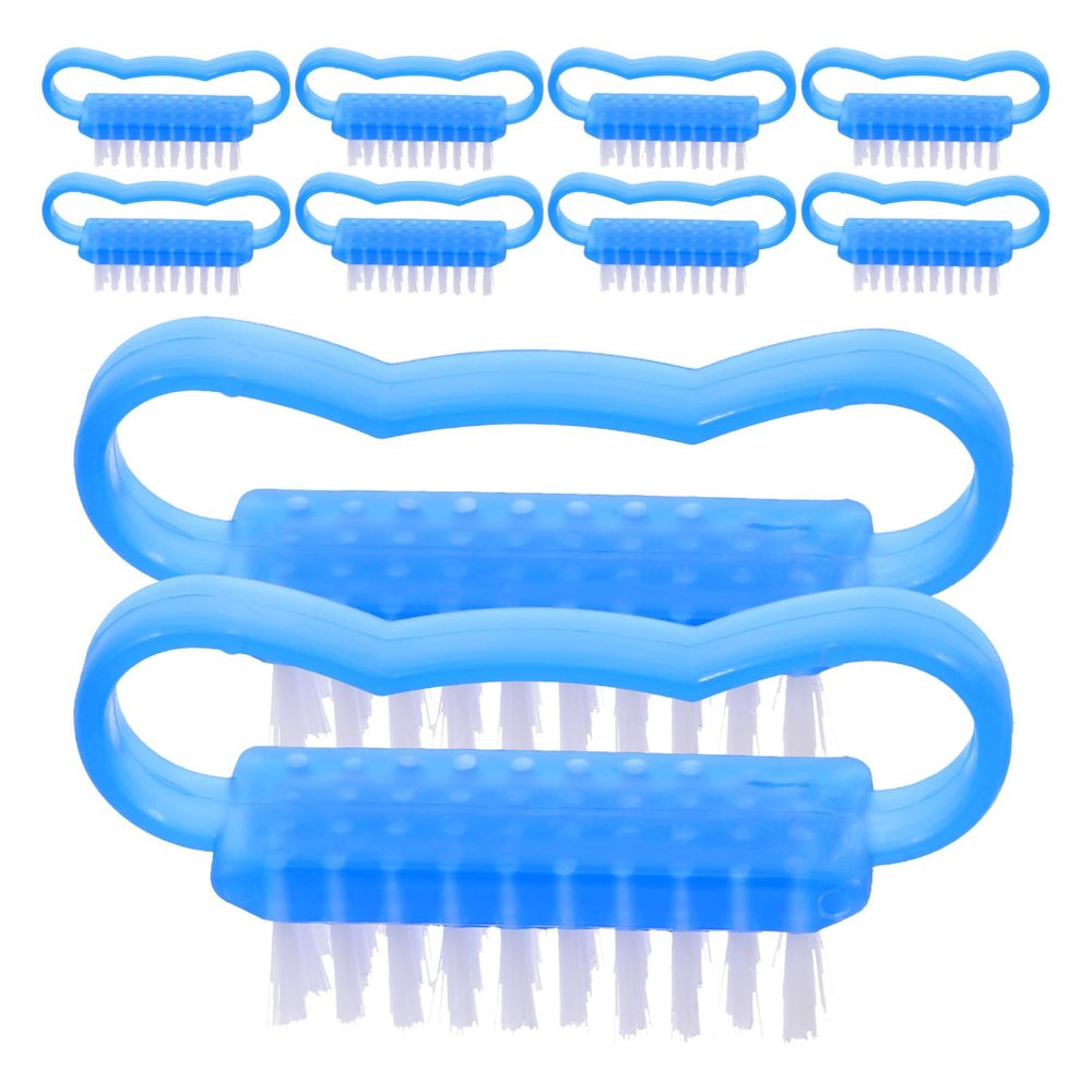 Baluue 10pcs Multi-use Nail Scrub Brushes Handle Soft and Stiff Bristles for Nail Cleaning Home and Salon Use