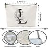 Birthday Gift Make Up Bag, A-Z Minimalism Monogrammed Botanical Alphabet Toiletry Bag, Floral Personalized Cosmetic Bag, Zipper Pouch, Travel Bag, Gifts For Women, Mom, Bridesmaid Gifts (L)-A12 view 2