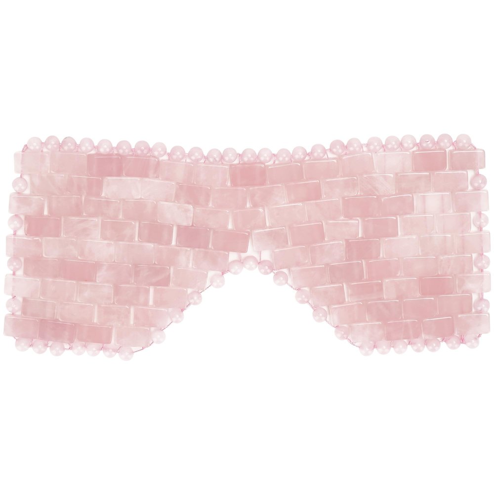 Biiange Natural Crystal Eye Mask, Rose Quartz Eye Mask for Alleviate Puffiness Massage Relax Wrinkles Relieve Migraine Meditation Beauty (Pink)