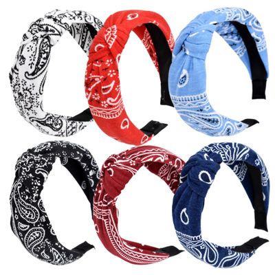 Knotted Headband for Women Women's Vintage Hair Band 6Pcs Wide Headbands Stylish Top Knot Headband Elastic Turban Headband Hairband Headband Women's Elastic for Women Hair Accessories