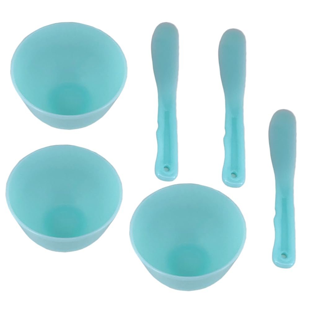 3 Sets Rubber Facial Mask Mixing Bowl With Plastic Spatula Facemask Bowl Mud Mask Mixing Bowl DIY Skin Care Mixing Tool Kit for Lady Women Home Beauty Salon Use, Blue