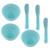 3 Sets Rubber Facial Mask Mixing Bowl With Plastic Spatula Facemask Bowl Mud Mask Mixing Bowl DIY Skin Care Mixing Tool Kit for Lady Women Home Beauty Salon Use, Blue view 1