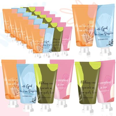 24 Pcs Christian Hand Lotion Bulk Gifts for Women Bible Verse Mini Travel Hand Cream Religious Valentine's Day Gift for Church Members Prayers Teachers Coworkers Homeless