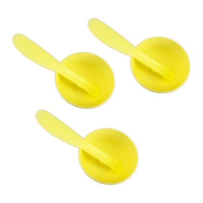 3 Sets Rubber Facial Mask Mixing Bowl With Plastic Spatula Facemask Bowl Mud Mask Mixing Bowl DIY Skin Care Mixing Tool Kit for Lady Women Home Beauty Salon Use, Yellow
