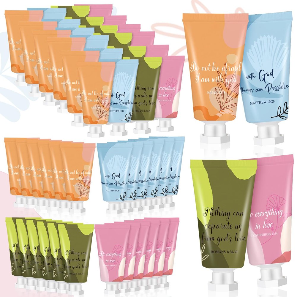 72 Pcs Christian Hand Lotion Bulk Gifts for Women Bible Verse Mini Travel Hand Cream Religious Valentine's Day Gift for Church Members Prayers Teachers Coworkers Homeless