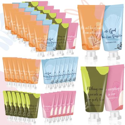 48 Pcs Christian Hand Lotion Bulk Gifts for Women Bible Verse Mini Travel Hand Cream Religious Valentine's Day Gift for Church Members Prayers Teachers Coworkers Homeless