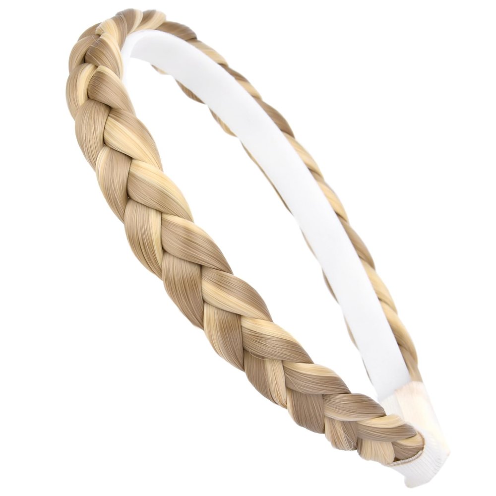 Oplira Braided Headband With Teeth Braids Hairband With Tooth Synthetic Hair Band Plaited Hairband For Women (Buttered Toast-0.6 inches)
