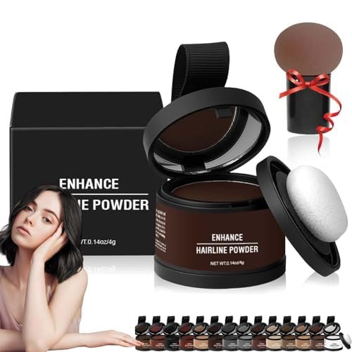 Maycheer Magic Root Cover Up, Waberlo Magic Root Cover Up, Root Touch Up Powder, Enhance Hairline Powder, Hairline Powder Instantly Conceals Hair Loss, Stain-Proof 48 Hour Formula (Dark Brown)