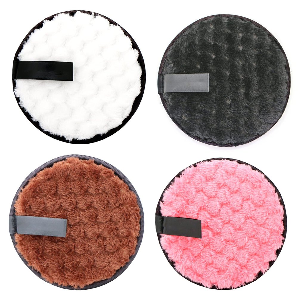 4 Pcs Soft Reusable Pads with Microfiber Fiber Make Up Removing Cloth Round Makeup Remover Pads for Travel Daily Face Cleansing Daily Makeup Washable