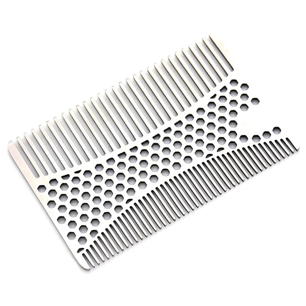 Stainless Steel Beard,Comb Stainless Steel Men Beard Comb Credit Card Size Easy To Carry Beard Straightener for Grooming & Combing Hair, Beards and Mustache