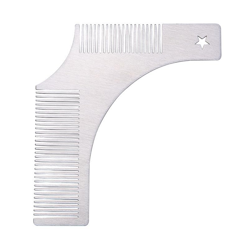 Beard Shaping Styling Tool with inbuilt Comb for Men, Men Beard Shaping Styling Template Comb Men's Beards Beauty Tool For Trimming Moustache Shave Comb Styling Tool(Silver)