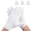 3 Pairs White Cotton Gloves for Dry Hands Sleeping, Premium Cotton Gloves for Eczema Lotion, Hand Gloves Moisturizing Overnight, White Gloves for Women & Men, Work Glove for Coin Jewelry Silver view 1