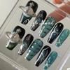 Long Handmade Wearing Nails, Black Press Manicure, Detachable Fake Nails(S) view 2