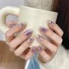 Purple Handmade Nail Patches, Satin Cat's Eye Nails, Art Nail Patches, Detachable Manicure Patches, Fake Nails(S) view 3