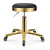 Green Round PU Leather Beauty Chair with 360 Rolling Rotation for Medical Spa Salon - Height Adjustable Lifting Wheel Stool with Gold Stainless Steel Base for Esthetician Studio view 1