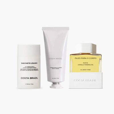 COSTA BRAZIL TRAVEL HYDRATION TRIO - Hand & Body Cleanser, Hand & Body Cream, and Kaya Firming Body - travel sizes, Clear
