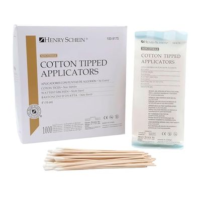 Cotton Tipped Applicator (100-9175), 6-Inch, Non-Sterile Swabsticks for Wound Care & Dressing. Single-Use, Wooden Handle with Cotton Tip. 1000 / Box