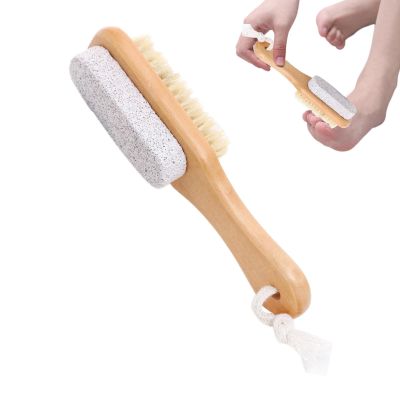 Foot Pumice Stone - Shower Foot Brush, Grass Wood Foot Pumice Stone, Foot Pumice Scrubber | Soft Duals-Function Shower Foot Scrubber, Foot Pumice Stone for Feet, Dry Skin Removal, Cracked Heels