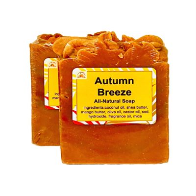 Autumn Breeze Soap - 2 Bars - Handmade Plant Based, Rich Lather, Orange Spice & Woodsy scent, Great Gift Idea