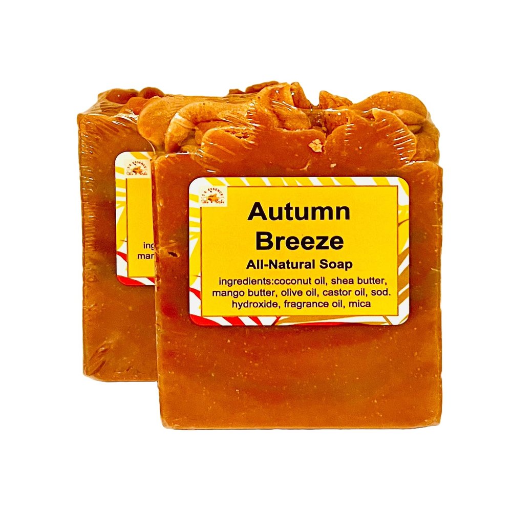 Autumn Breeze Soap - 2 Bars - Handmade Plant Based, Rich Lather, Orange Spice & Woodsy scent, Great Gift Idea