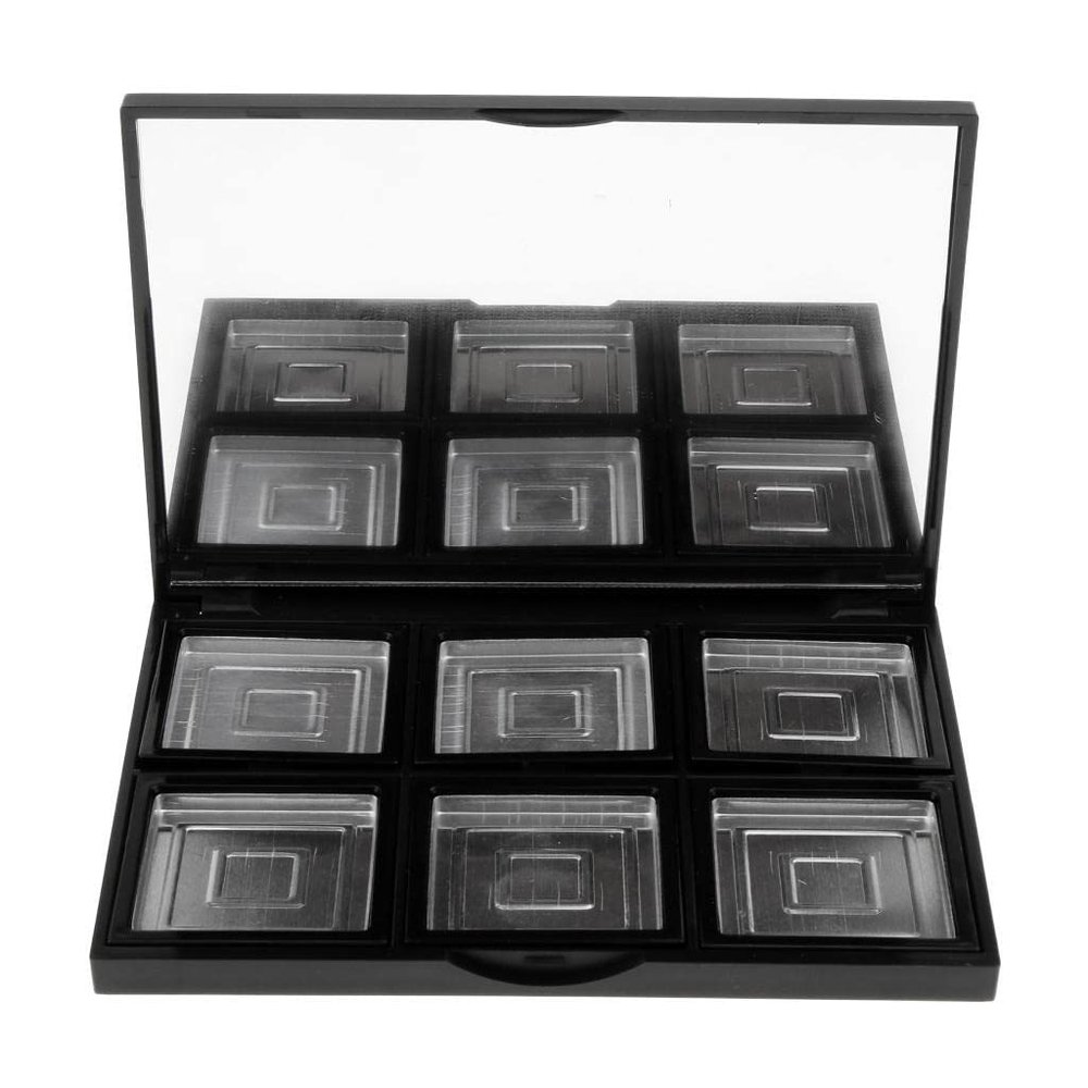 FashionCha 6 Grids Black Cosmetic Empty Palette with Pans Box Eyeshadow