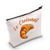 VAMSII Croissant Lover Gift Le Croissant Makeup Bag French France Lover Cosmetic Bag Bonjour Gift Paris Lover Gift (Le Croissant M) view 1
