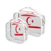 Ruhho Large Clear Travel Toiletry Bag with Zippers, PVC Waterproof Travel Organizer, Turkish Republic Northern Cyprus Flag Hand Drawn Plastic Tote Bags, 2 pcs view 1