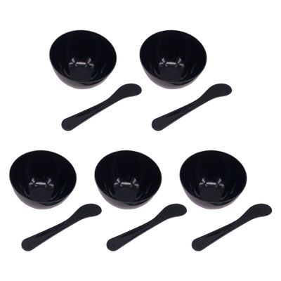 5 Sets Plastic Facial Mask Mixing Bowl with Plastic Spatula Facemask Bowl Mud Mask Mixing Bowl DIY Skin Care Mixing Tool Kit for Lady Women Home Beauty Salon Use, Black