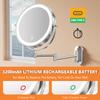 Auxmir 1X/20X Wall Mounted Makeup Mirror with Light, 8" Rechargeable Double-Sided Magnifying Mirror, Vanity Mirror Dimmable 3 Color Light, 360 Extension Rotation Foldable 14.5 Inch Arm, Chrome view 3