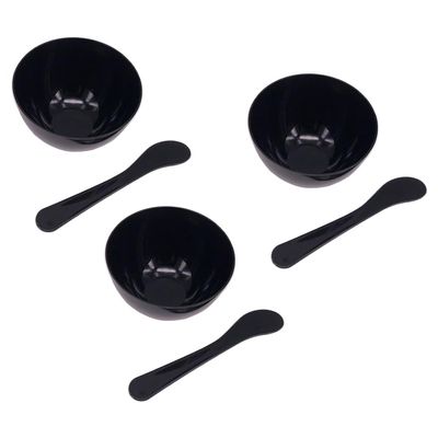 3 Sets Plastic Facial Mask Mixing Bowl with Plastic Spatula Facemask Bowl Mud Mask Mixing Bowl DIY Skin Care Mixing Tool Kit for Lady Women Home Beauty Salon Use, Black