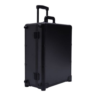 SBPKMARSCT Makeup Case, Rolling Make-Up Case Professional Makeup Station Adjustable Makeup Train Case Travel Cosmetic Storage Box w/LED Light for Hairdressers, Nail Technicians, Beauticians (Black)