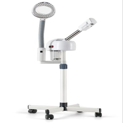 BNSNY Professional Facial Steamer on Wheels with 5X Magnifying Light Stand Facial Steamer Portable Height Adjsuatble, White