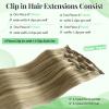 SOSEXY Clip in Hair Extensions Real Human Hair, Beige Blonde to Bleach, 22 Inch Straight, 5pcs 70g Clip ins with 12 Clips Each, Salon Quality, No Shedding/Tangles view 3