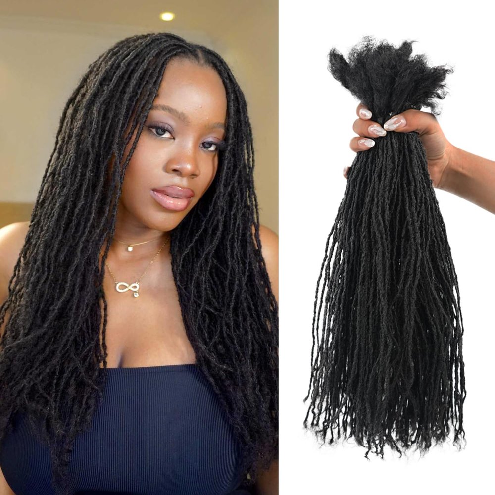 Originea 8-18 Inch 0.1 and 0.2 0.4 Thickness Curly Tips Interlocked sister Locs 100% Real Human Hair Micro loc Extensions Permanent Dreadlock Extensions (1B# 0.1cm, 12 Inch 70 Strands)