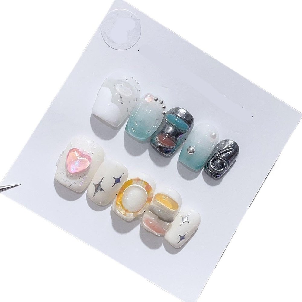 Handmade Wear Nail Piece Short Nail Sticker Detachable Finished Product Manicure False Nails(XS)
