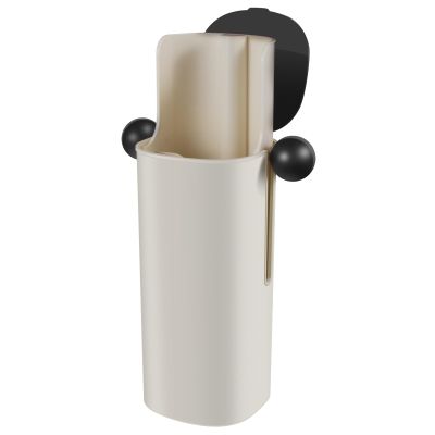 Automatic Rising Makeup Brush Holder Makeup Brushes Organizer Dustproof Cosmetic Brushes Holder with Lid for Vanity Bathroom Office Desktop (Black+Beige)