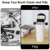 Automatic Rising Makeup Brush Holder Makeup Brushes Organizer Dustproof Cosmetic Brushes Holder with Lid for Vanity Bathroom Office Desktop (Black+Beige) view 4